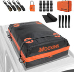 Mockins 20 Cu.Ft. Roof Cargo Bag for Top of Car | 53"x40"x17" All-Weather Rooftop Cargo Carrier Bag | Abrasion-Resistant Vinyl Car Top Carrier Without Roof Rack w/Mat, Straps, Hooks, Lock & Carry Bag