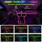 Car Led Strip Lights,Interior Lights,Ambient Lighting Kit With RGB 16 Million Colors Fiber Optics&Music Sync Rhythm,USB Neon Light Accessories for Center Console&Dashboard,Upgraded Version