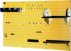Wall Control 4 ft Metal Pegboard Standard Tool Storage Kit with Yellow Toolboard and Black Accessories