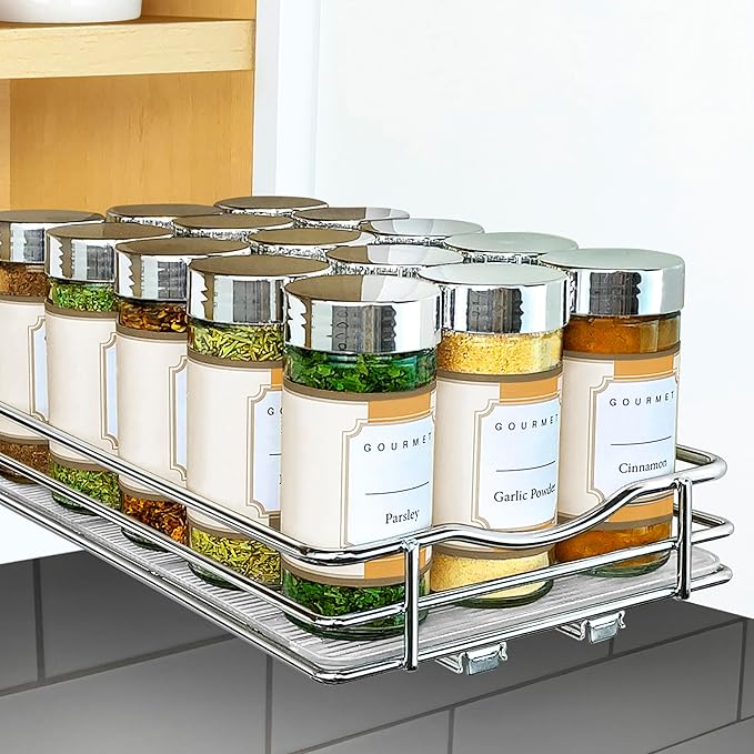 LYNK PROFESSIONAL® Pull Out Spice Organization for Cabinets - 6-3/8 inch Wide – Spice Rack for Inside Cabinets, Slide Out Spi