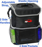 EPAuto Waterproof Car Trash Can with Lid and Storage Pockets, 2.5 Gallon, Black