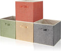 Storage Cube Organizer Bin 13" x 15" x 13" Large Boxes Fabric Basket with Handles for Organizing Shelves Closet Clothes 4 Col