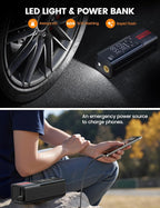 Lamicall Portable Car Tire Inflator - Air Compressor [150 PSI] [4X Faster] Cordless Car Air Pump Rechargeable, Pressure Gauge Display, LED Light, for Cars, Motorcycles, Bike, Wheels Accessories Gifts