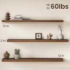 Fun Memories 72 Inch Floating Shelves, 12 Inch Deep Wall Shelf for Fireplace Mantel, Deep Storage Shelves for Home & Office, 