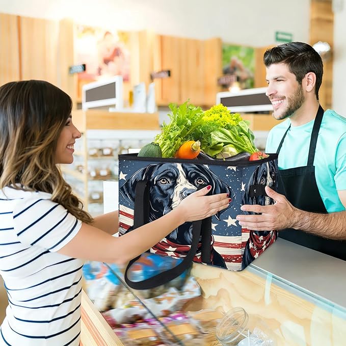 Reusable Grocery Bags Heavy Duty Shopping Bags Foldable Large Tote Bags with Long Handles & Hard Bottom