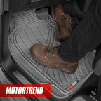 Motor Trend FlexTough™ Baseline Rubber Car Floor Mats with Trunk Mat Cargo Liner, Front & Rear Combo Set fits Most Car SUV Van Coupe Sedan, Heavy Duty All Weather Trim to Fit