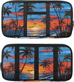 Coconut Tree Zippered Clip on Sun Visor Organizer for Car with Picture Holder Car Sun Visor Glasses Storage Box with Straps and Pockets Easy Installation Universal Fit for Most Cars SUV
