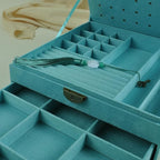 Women Jewelry Box Lockable 3 Layers Large Jewelry Organizer Storage Case for Earrings Necklaces Rings Bracelets,Green Display
