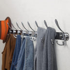 Dseap Coat Rack Wall Mount - 38” Long 10-Tri-Hooks Heavy Duty Coat Hanger Rail Wall Hooks for Hanging Coats Hats Clothing Clo