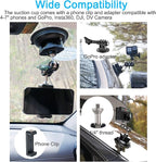 PellKing Camera Suction Cup Mount with Phone Holder and Action Camera Adapter Accessories for Insta360 X5,X4 X3, ONE X2, ONE RS, GoPro Hero 13 12 11 10 9 8 7 6 5 Max, DJI Action 5 4 3 2 etc