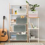 COMFY-HOMI Cotton Rope Woven Basket with Handles for Shelves,Toys,Book, Cloth Storage Baskets for Organizing-17" x 13" x 7.5"