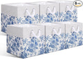 LemonRoad 6 Pcs Blue Floral Cube Storage Bins 13 Inch Square Storage Basket with Handle Preppy Girl Organizer Basket Collapsi