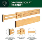 Bamboo Drawer Dividers Organizers, Adjustable Drawer Separator Splitters, 17–22 Inches Expandable Drawer Divider Organizer fo