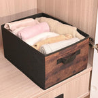 JAKAGO Fabric Storage Bins set of 4 Rectangle Storage Baskets with Handle Foldable Closet Organizer for Clothes Towel bedding
