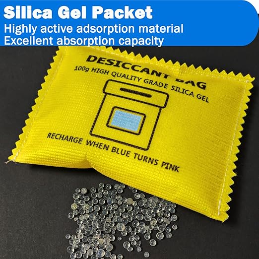 100g Rechargeable Desiccant Silica Gel Beads Pack Lab Desiccants Bag Rechargeable Moisture Absorbing for Storage Bins and