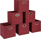Household Essentials Foldable Fabric Storage Cubes 6-Pack – 11x11x11 Stackable Non-Woven Bins with Chipboard Sides & Grommet 