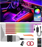 KENANEK 55.12inch Acrylic LED Lights for Car– 8 Dreamcolor Interior Car LED Strip Light, APP/Remote/Control Box, Music Sync, Dual USB Cigarette Lighter, Universal Fit for Car/SUV/Truck