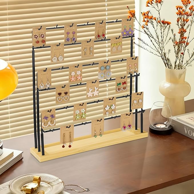 Jewelry Display for Vendors,6 Tiers 42 Hooks Earring Rack Display Holder Stand, Earring Organizer Holder for Necklaces Rings 