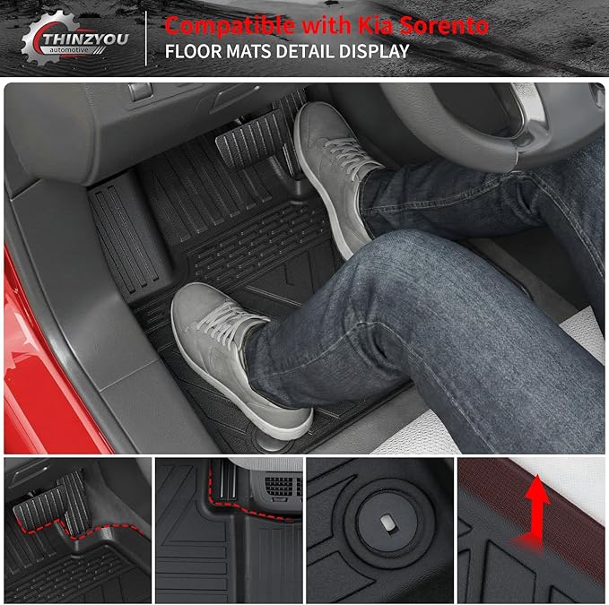 Floor Mats Compatible with 2021-2025 2026 Kia Sorento 6&7 Passenger Cargo Mat TPE Back Seat Cover Protector 2024 Sorento Accessories (Fit 6&7 Seats,Trunk Mat with Backrest Mats+Floor Mats)