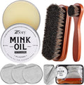 8 Pcs Mink Oil for Leather Shoes Boots 3.5 oz Leather Conditioner and Cleaner with Travel Bag Soften for Boots and Shoes Care