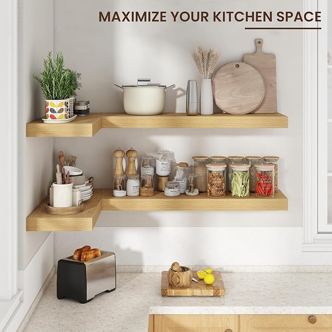 Floating Shelves for Wall, 30" W x 12" D x 2" H, 2 Pack of Long Wall Mounted Engineered Wood Shelves with Invisible Brackets 