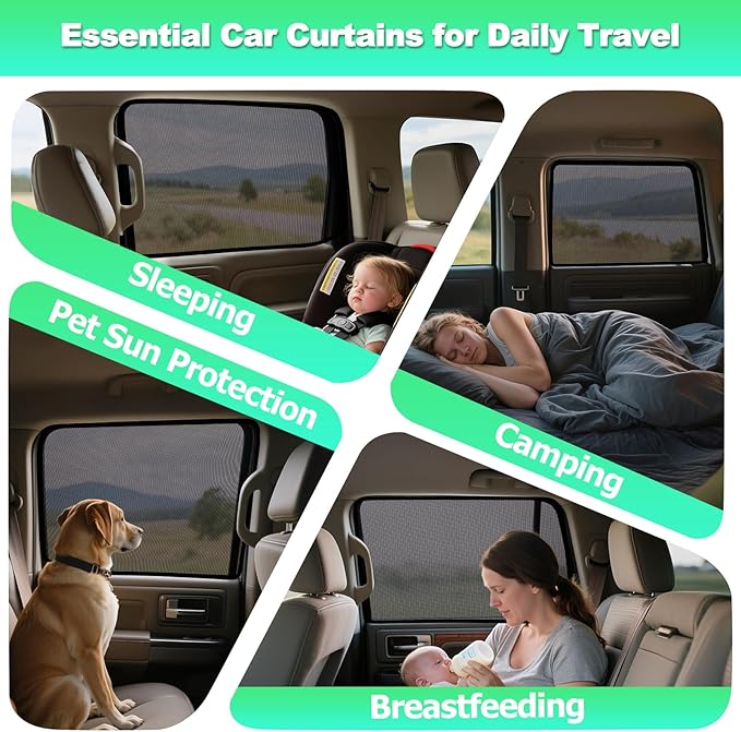 2015-2020 f150 Window Shades - Rear Side Window Sun Shade for Baby, Breathable Mesh Car Privacy Window Covers, UV Protection and Heat Insulation for Road Trips, Napping, Camping (2 PCS)