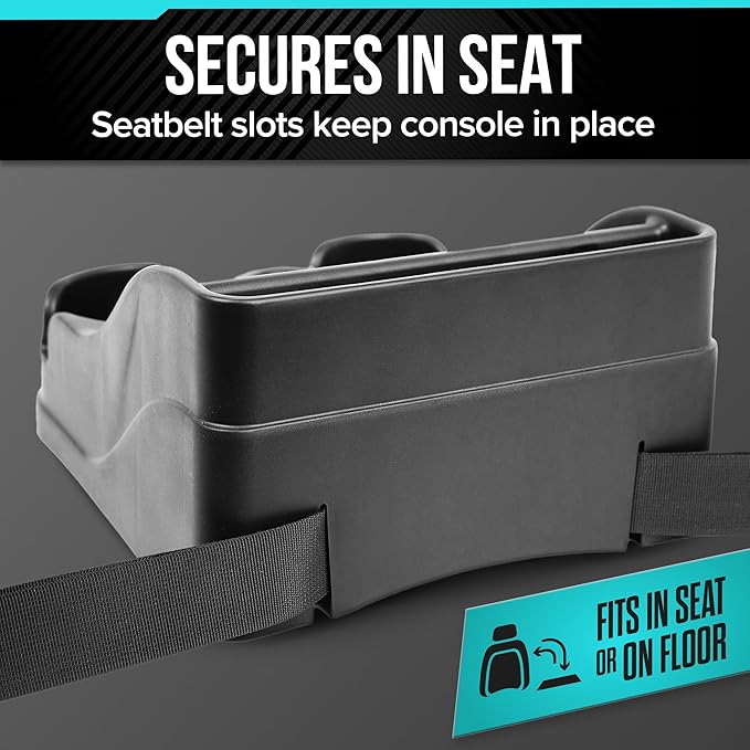 Moblorg Small Center Console for Cars, Trucks, Minivans, SUVs, Vehicle Organizer, Cup Holders, Recycled Plastic, Made in USA 
