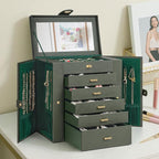 AKOZLIN Huge Jewelry Box Organizer Functional Large Leather Jewelry Storage Case for Women Girls Ring Necklace Earring Bracel