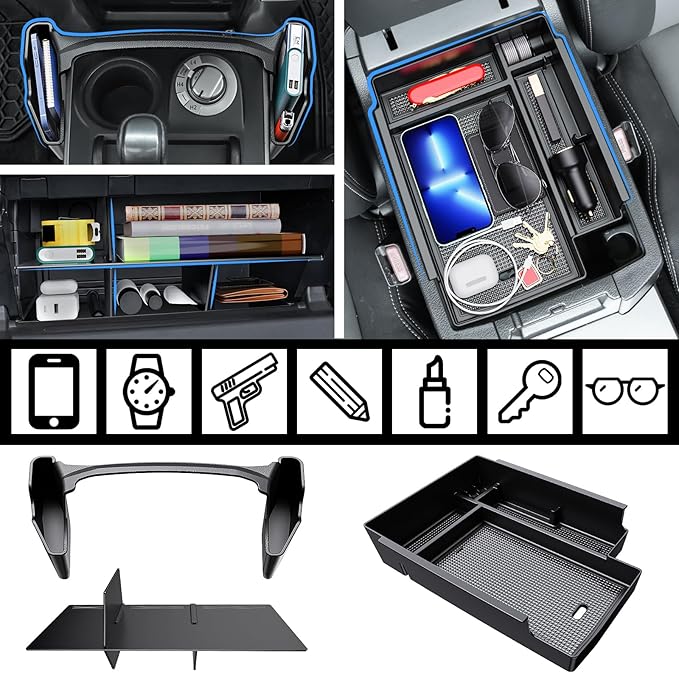 3PCS Center Console Organizer Compatible with Toyota 4Runner 2024 2023 2022 2021 2020 2019-2010 Glove Box Organizer Gear Shift Tray Armrest Storage Box 5th Gen 4 Runner Accessories