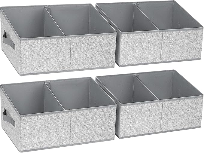 DIMJ Trapezoid Storage Bins for clothes - 4 Packs Closet Organizers and Storage Baskets, Foldable Closet Baskets with Handles