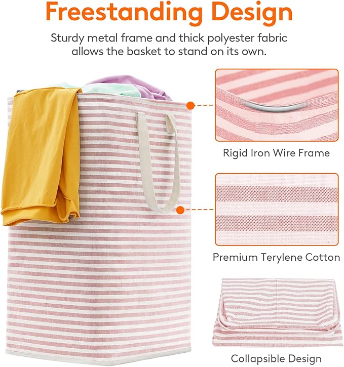 Lifewit 1 Pack Laundry Basket 80L Each, Collapsible Clothes Hamper with Reinforced Handles, Freestanding Waterproof Design fo