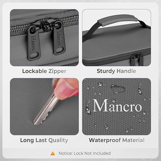 Mancro First Aid Bag Empty with Lockable Zipper, Dual Layers Pill Bottle Organizer Storage for Home, Medication Travel Bag fo