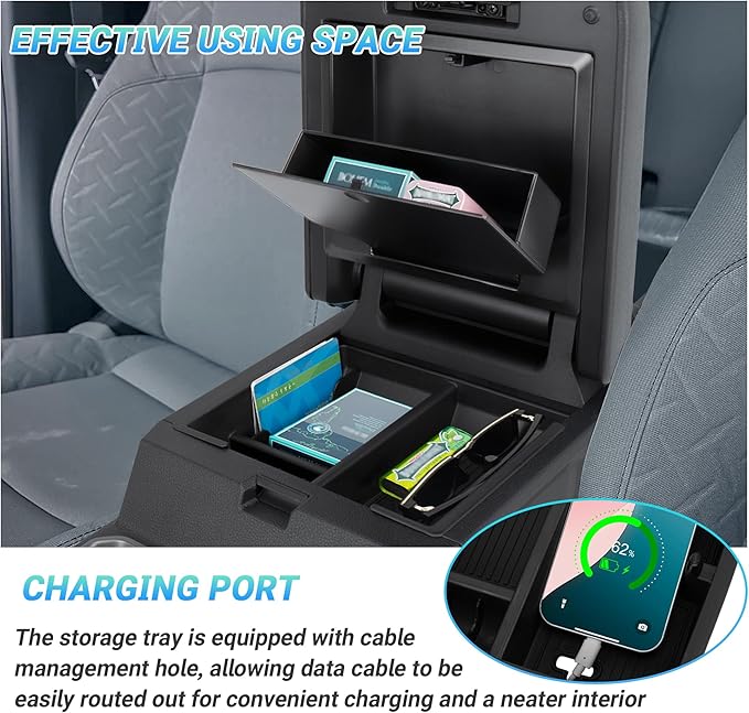 Center Console Organizer Compatible with 2025-2026 Toyota 4Runner (6th Gen) Interior Accessories, Armrest Organizer Tray Insert with Hidden Storage Box for Coin and Sunglasses
