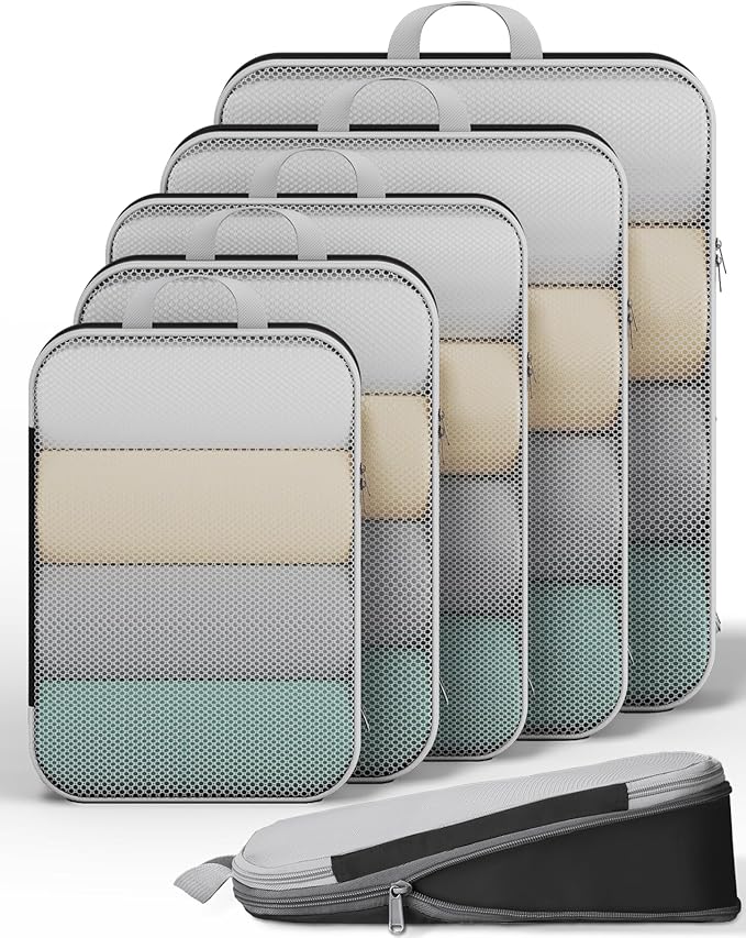 Veken 6/9/11 Set Compression Packing Cubes for Travel Essentials,Compressible Expandable Large Luggage Suitcase Organizer Bag