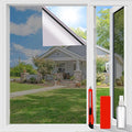 One Way Privacy Window Film Sun Blocking, Heat Blocking Window Tint for Home See Out But Not in, Static Cling & Anti UV, Black-Silver,41.3Inch x 98.42 Inch