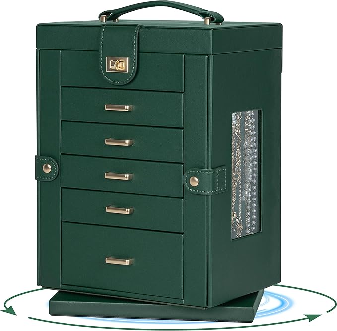 AKOZLIN 360° Rotating Jewelry Box 6-Tier Organizer Functional Jewelry Storage Case for Women Girls Ring Necklace Earring Brac
