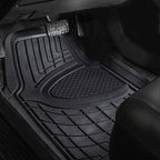 FH Group Premium Liners Tall Channel Trimmable All Weather Rubber Full Set Car Floor Mats (Black) w. Trimmable All-Season Cargo Liner (Black) - Universal Fit for Cars Trucks and SUVs