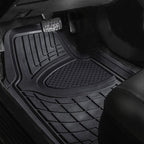 FH Group Automotive Floor Mats - Heavy-Duty Rubber Floor Mats for Cars, Universal Fit Full Set, Climaproof & Trimmable Floor Mats for Most Sedan, SUV, Truck, Black