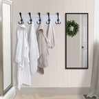 Dseap Coat Rack Wall Mounted - 5 Tri Hooks, Heavy Duty, Wooden Wall Coat Hanger Coat Hook for Clothes Hat Jacket Clothing, Wh
