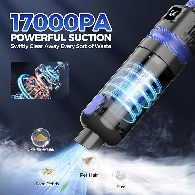 Handheld Vacuum Cordless Rechargeable 2-Speed Modes| 3-in-1 Portable Cordless Vacuum Cleaner with Charging Dock, for Car Home