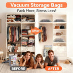 Vacuum Bags for Travel with USB & TYPE C Pump, Vacuum Seal Travel Bags, 15 Pack Carry-On Vacuum Storage Bags for Luggage & Su