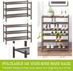 BMOSU 3-Tier Bamboo Shoe Rack Premium Stackable Shoe Shelf Storage Organizer for Hallway Closet Living Room Entryway Organize