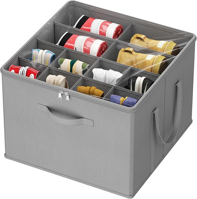 Lifewit Shoe Storage Organizer for Closet, Fabric Large Shoe Box Storage Containers with Clear Cover, Foldable Bins for Boots