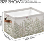 xigua Vintage Colorful Herbs Wild Flowers Floral Storage Basket Collapsible Toy Storage Bins Waterproof Canvas Storage Basket