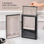 Lolalet Necklace Organizer Box, Jewelry Storage Box with Clear Window for Necklaces Bracelets, Tangle-Free Necklace Display C