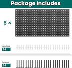 EVERHANGER Metal Pegboard Panels 24" x 12", Heavy Duty Steel Peg Boards for Garage, Pegboard Wall Organizer for Tool Storage 