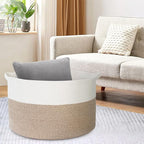 MEGASKET Large Rope Storage Basket, 22" X 22" X 14" Extra Large Woven Baskets for Storage, Cotton Rope Basket for Blankets To