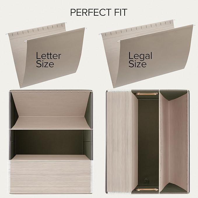 ZICOTO Decorative File Organizer Box Set of 2 - Collapsible Linen Filing Cabinets w/Handles Are Perfect to Store all Your Doc