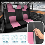 BDK PolyPro Car Seat Covers Full Set in Pink on Black – Front and Rear Split Bench Seat Covers for Cars, Easy to Install Car 