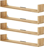 Floating Book Shelves,32 Inches Wall Bookshelf U Shaped,Long Hanging Bookshelf for Wall,Large Rustic Storage Books Shelves fo